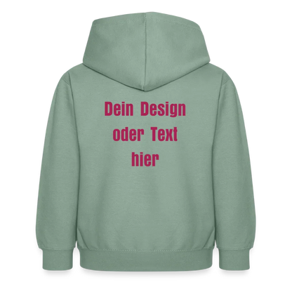 Kinder Hoodie - personalisierbare Vorder- und Rückseite - Graugrün