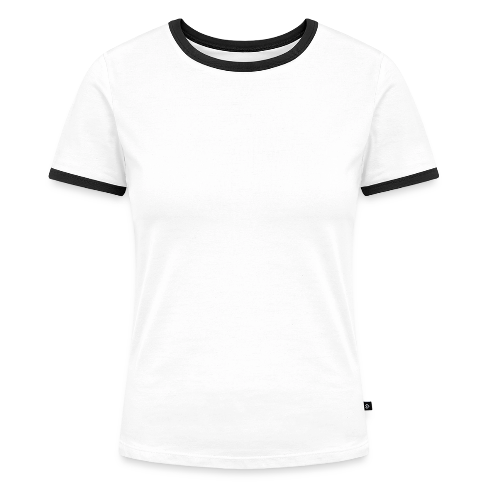 Frauen Kontrast-T-Shirt - personalisierbare Vorder- und Rückseite - Weiß/Schwarz