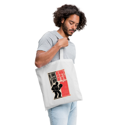 "Ich gegen den Freitag. Boxplakat-Motiv" Stoffbeutel, Farbe Weiß