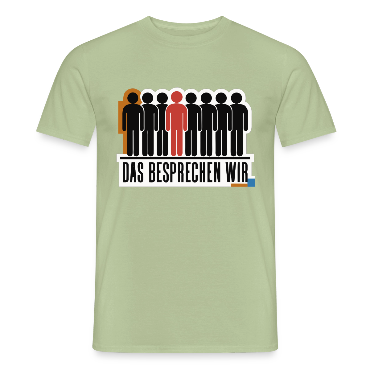 "Das besprechen wir. Isotype-Motiv" Motiv-T-Shirt für Männer, Farbe Sage