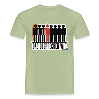 "Das besprechen wir. Isotype-Motiv" Motiv-T-Shirt für Männer, Farbe Sage