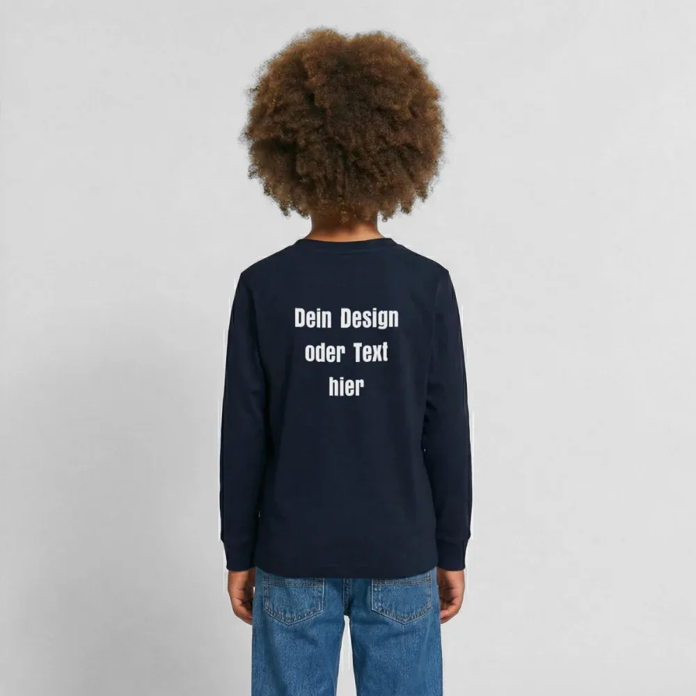 Teenager Premium Langarmshirt - personalisierbare Vorder- und Rückseite - Navy