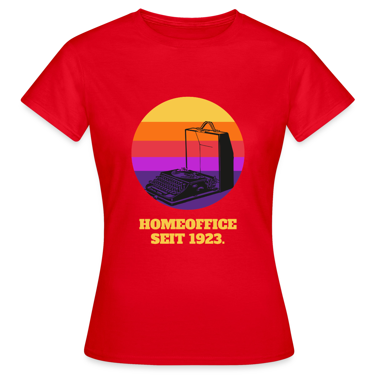 Homeoffice seit 1923 Motiv-T-Shirt für Frauen, Farbe Rot