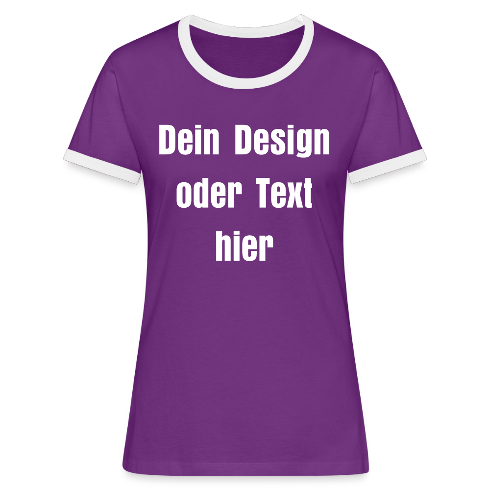 Frauen Kontrast-T-Shirt - personalisierbare Vorder- und Rückseite - Lila/Weiß