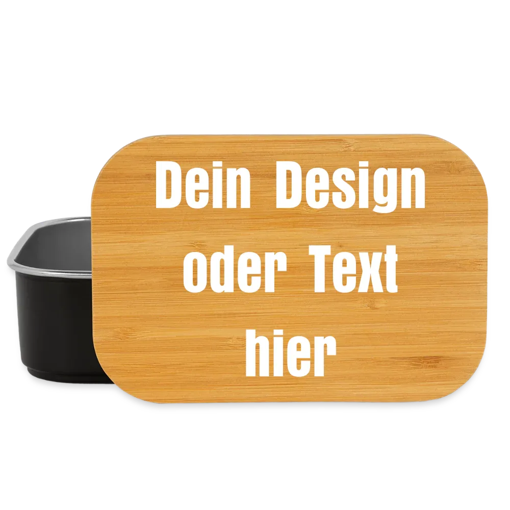 Lunch Box mit Bambusdeckel - personalisierbar - Schwarz