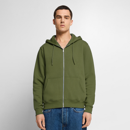Männer Premium Kapuzenjacke - personalisierbare Vorder- und Rückseite - Khaki