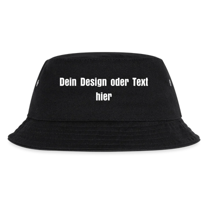 Kinder Bucket Hat - personalisierbar - Schwarz