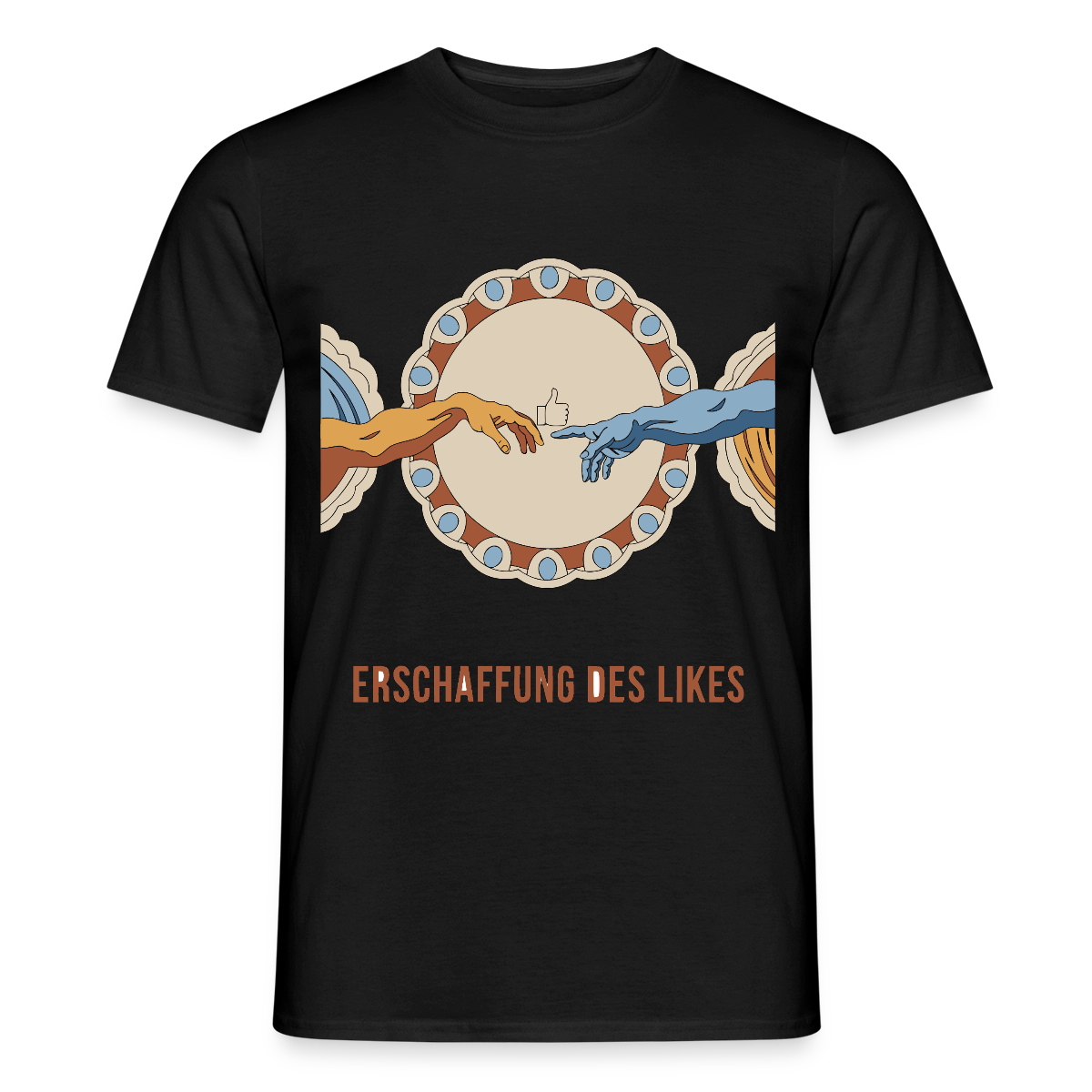 Erschaffung des Likes. Fresko-Motiv Motiv-T-Shirt für Männer, Farbe Schwarz