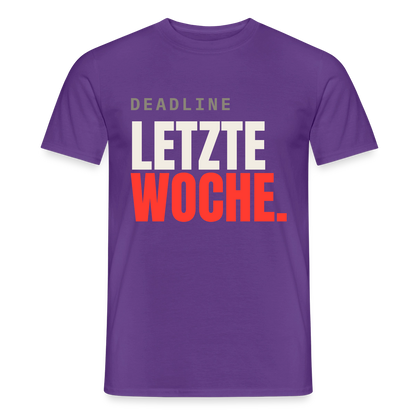 "Deadline: letzte Woche." Motiv-T-Shirt für Männer, Farbe Lila