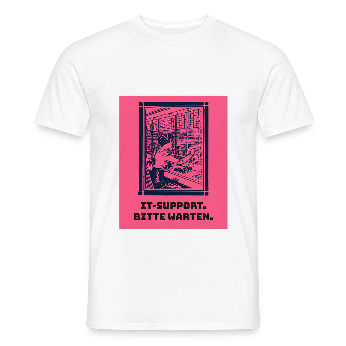 IT-Support. Bitte warten. Duotone-Motiv Motiv-T-Shirt für Männer, Farbe Weiß