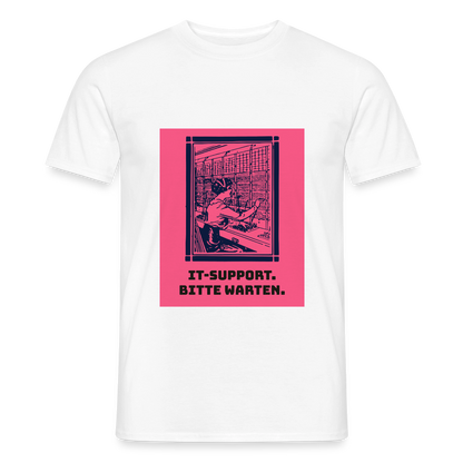 IT-Support. Bitte warten. Duotone-Motiv Motiv-T-Shirt für Männer, Farbe Weiß