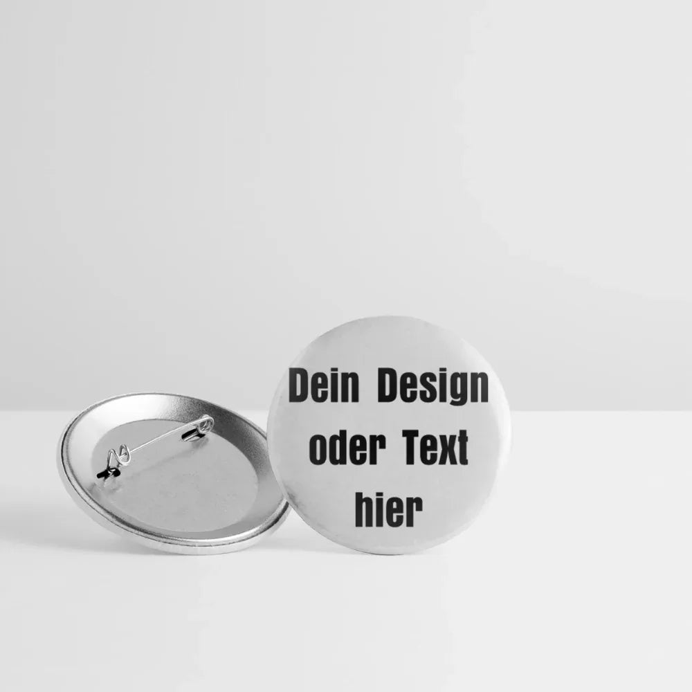 Buttons groß 56 mm (5er Pack) - personalisierbar - Weiß