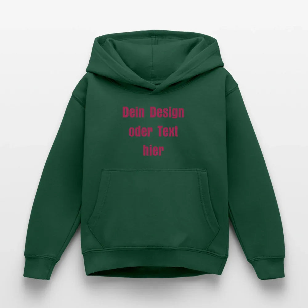 Kinder Hoodie - personalisierbare Vorder- und Rückseite - Flaschengrün
