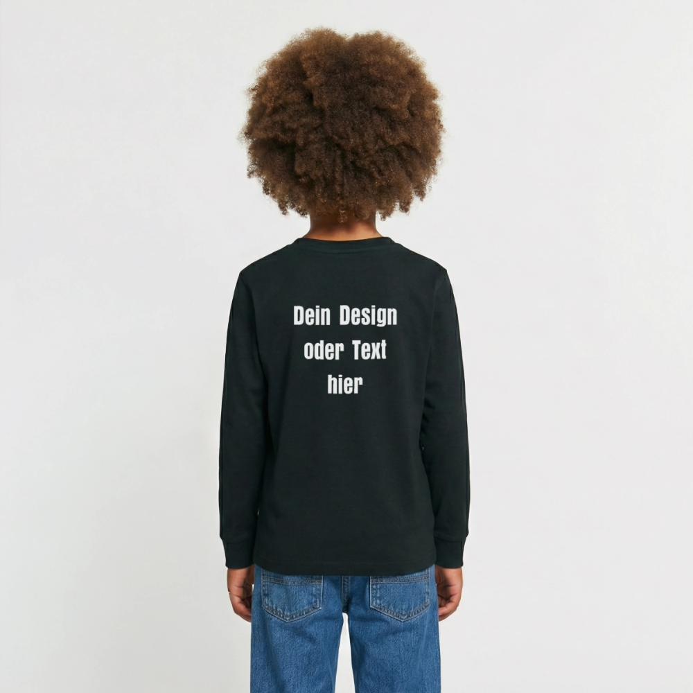 Teenager Premium Langarmshirt - personalisierbare Vorder- und Rückseite - Schwarz