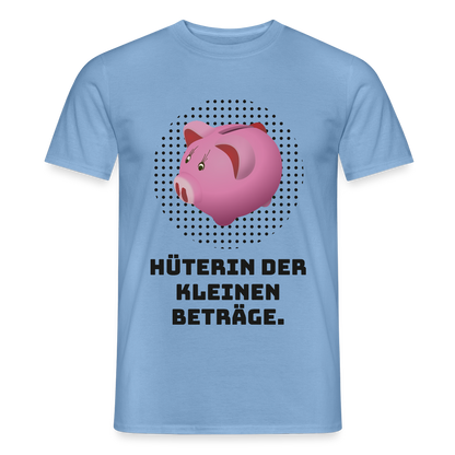"Hüterin der kleinen Beträge." Motiv-T-Shirt für Männer, Farbe Carolina Blue