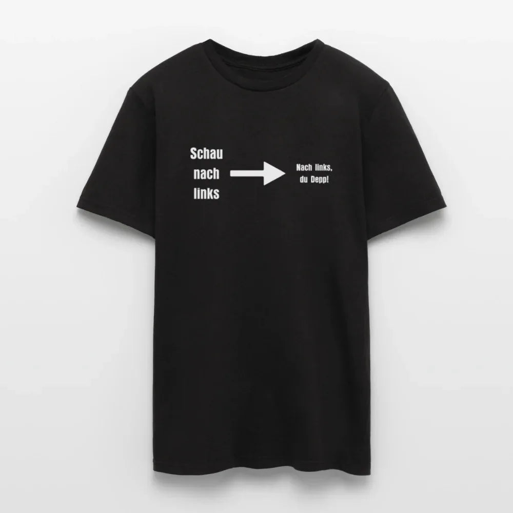 "Schau nach links" Motiv-T-Shirt für Männer - Schwarz