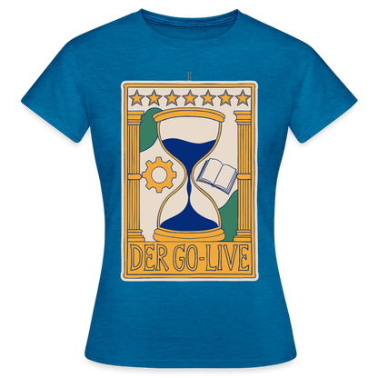 Der Go-Live. Tarot-Motiv Motiv-T-Shirt für Frauen, Farbe Antikblaues Saphir meliert