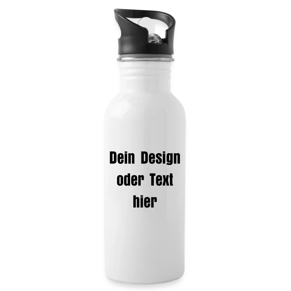 Trinkflasche Edelstahl 600 ml - personalisierbar - Weiß