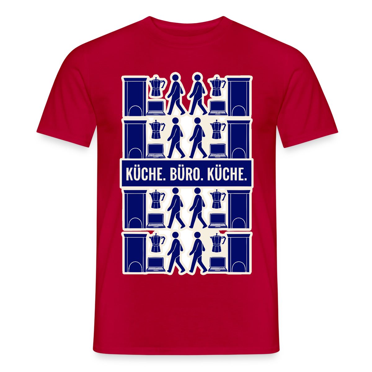 Küche. Büro. Küche. Motiv-T-Shirt für Männer, Farbe Rot