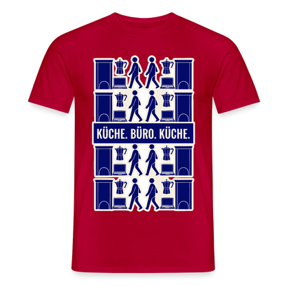 Küche. Büro. Küche. Motiv-T-Shirt für Männer, Farbe Rot