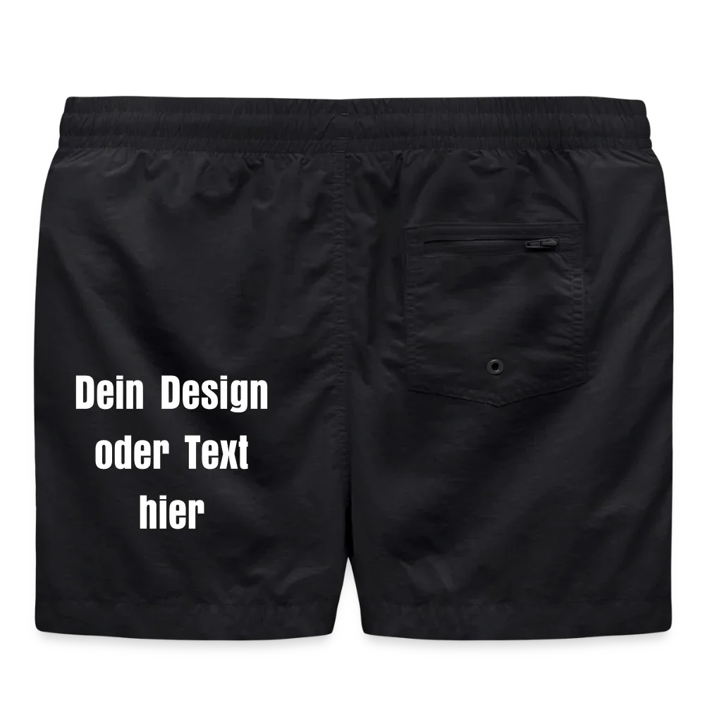 Badeshorts - personalisierbare Vorder- und Rückseite - Schwarz
