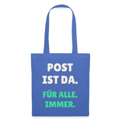 Post ist da. Für alle. Immer. Stoffbeutel, Farbe Hellblau