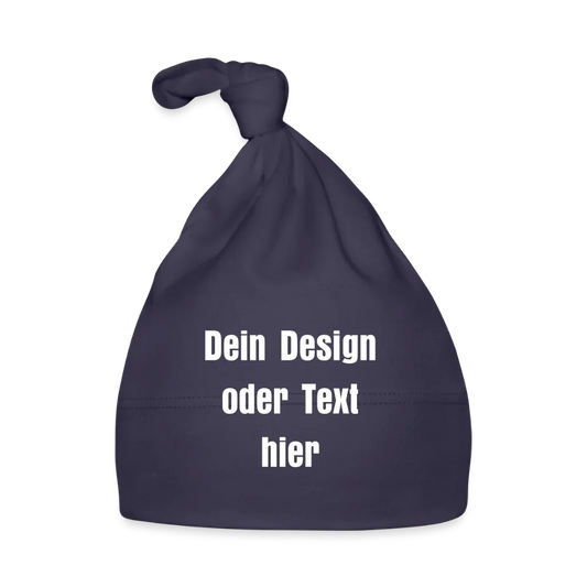 Elastische Baby Mütze 100% Baumwolle - personalisierbar - Navy
