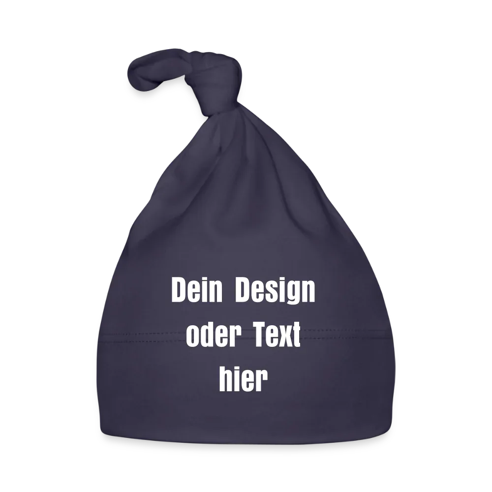 Elastische Baby Mütze 100% Baumwolle - personalisierbar - Navy