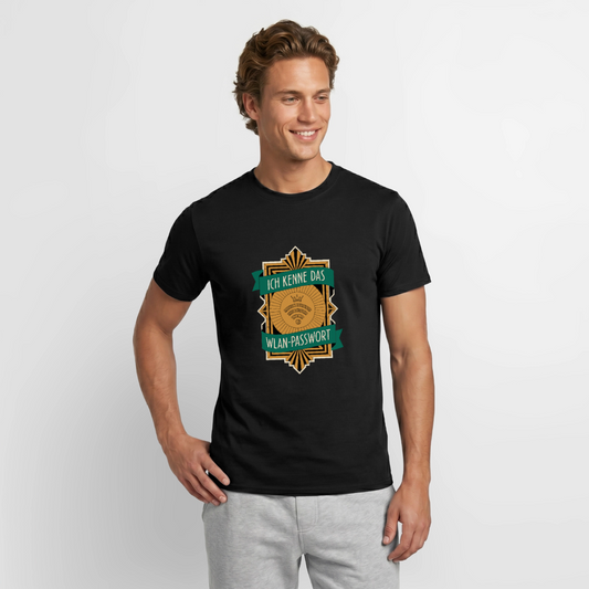 Ich kenne das WLAN-Passwort. Motiv-T-Shirt für Männer, Farbe Schwarz, Model