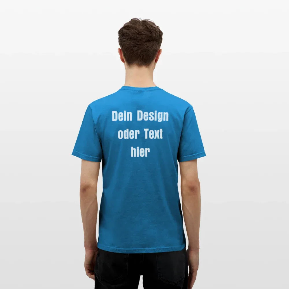 Männer T-Shirt - personalisierbare Vorder- und Rückseite - Royalblau