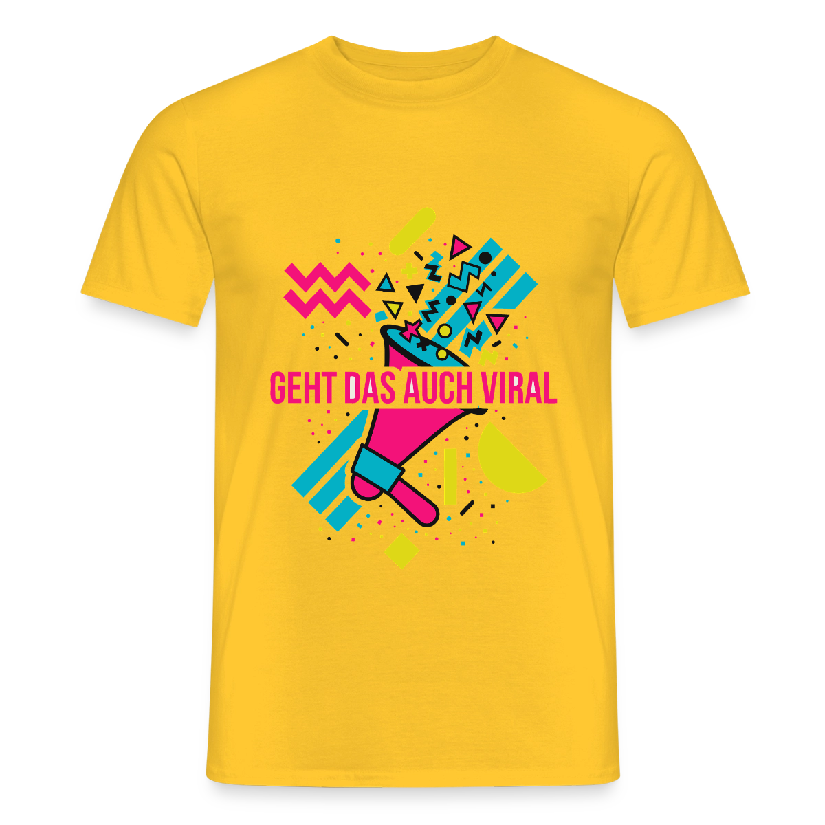 Geht das auch viral? Memphis-Motiv Motiv-T-Shirt für Männer, Farbe Gelb