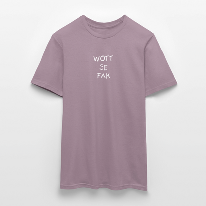"WOTT SE FAK" Motiv-T-Shirt für Männer - Lilagrau 