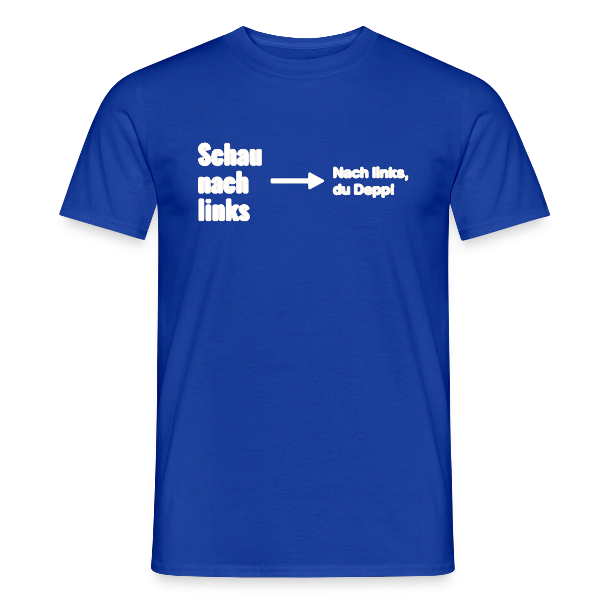 Schau nach links. Motiv-T-Shirt für Männer, Farbe Dunkelblau