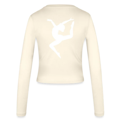 Frauen Slim Fit Langarmshirt - personalisierbare Vorder- und Rückseite - Creme