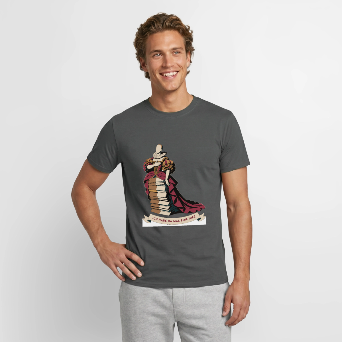 "Ich habe da mal eine Idee. Barock-Motiv" Motiv-T-Shirt für Männer, Farbe Anthrazit