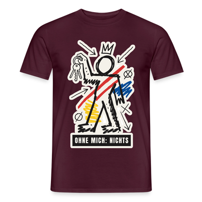 Ohne mich: nichts. Neo-Expressionismus-Motiv Motiv-T-Shirt für Männer, Farbe Ziegelrot