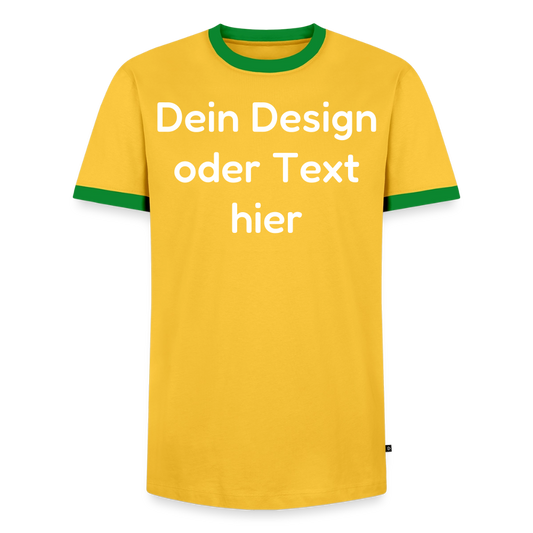 Männer Kontrast-T-Shirt - personalisierbare Vorder- und Rückseite - Gelb/Grün 