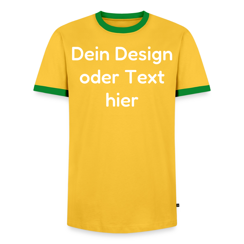 Männer Kontrast-T-Shirt - personalisierbare Vorder- und Rückseite - Gelb/Grün 
