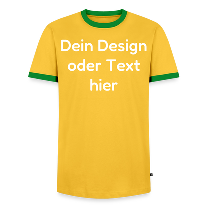 Männer Kontrast-T-Shirt - personalisierbare Vorder- und Rückseite - Gelb/Grün 