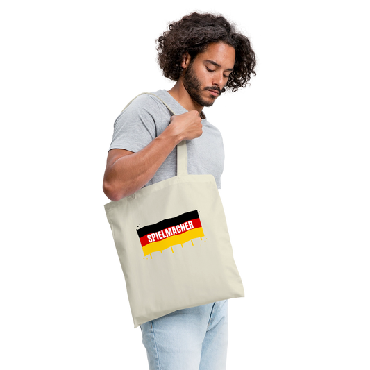 Spielmacher. Fahnen-Motiv Stoffbeutel, Farbe Natur, Model