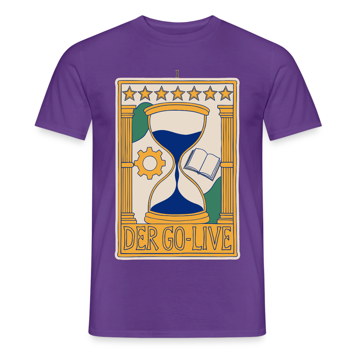 Der Go-Live. Tarot-Motiv Motiv-T-Shirt für Männer, Farbe Lila