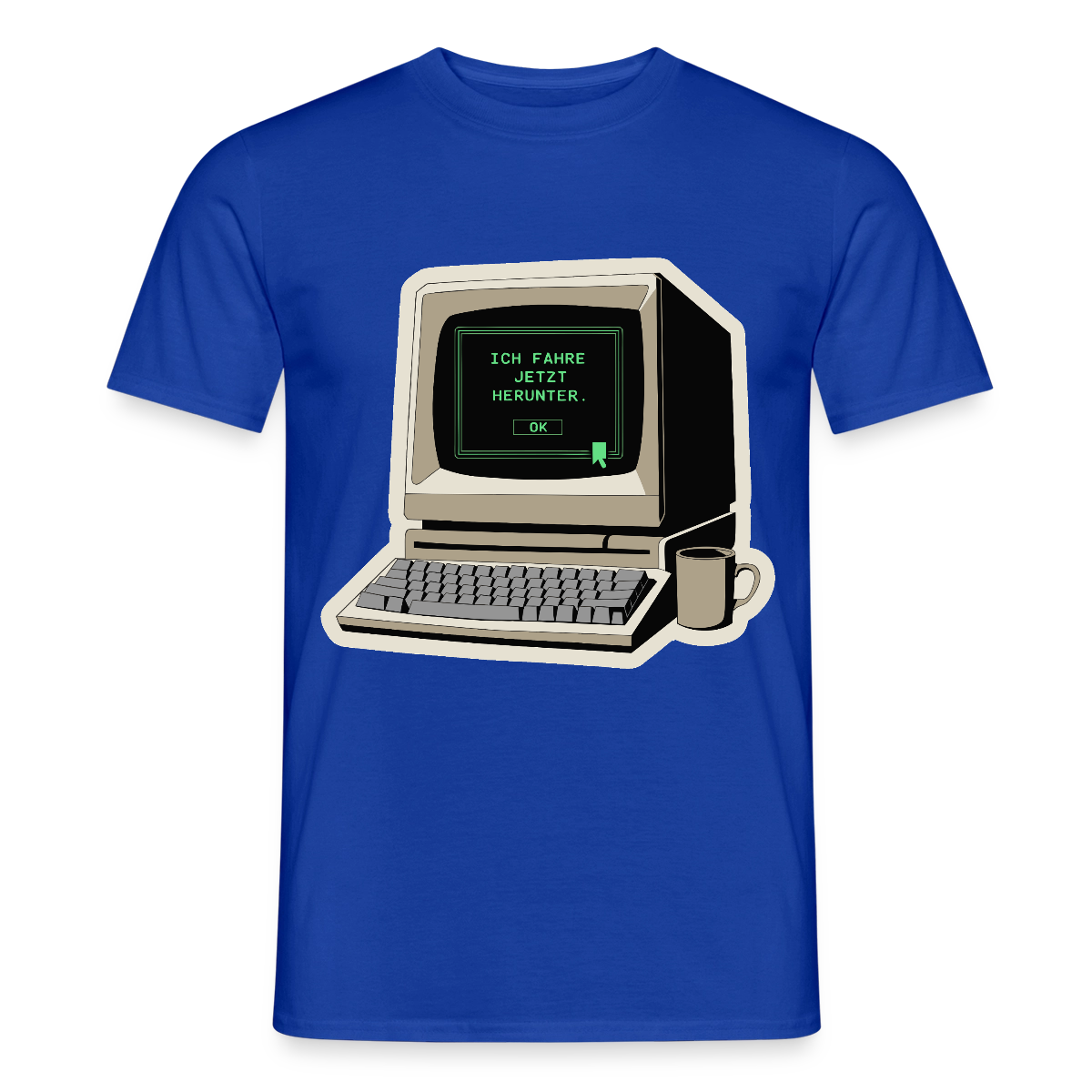 Ich fahre jetzt herunter. Motiv-T-Shirt für Männer, Farbe Dunkelblau