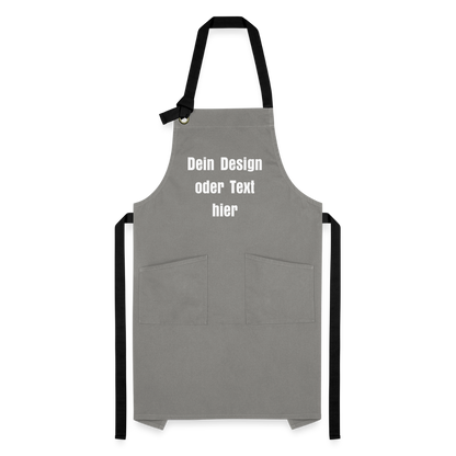 Kontrastschürze aus 100% Baumwolle, Metall - personalisierbar - Grau/Schwarz