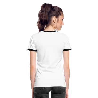 Frauen Kontrast-T-Shirt - personalisierbare Vorder- und Rückseite - Weiß/Schwarz
