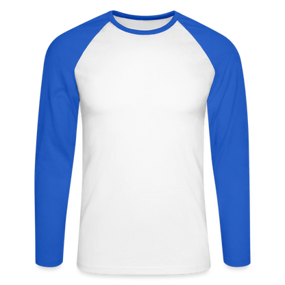 Männer Baseballshirt langarm - personalisierbare Vorder- und Rückseite - Weiß/Royalblau