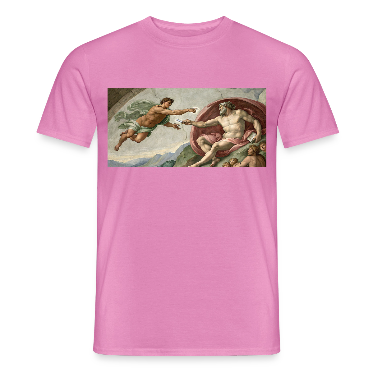 Die Schnittstelle. Renaissance-Motiv Motiv-T-Shirt für Männer, Farbe Pink