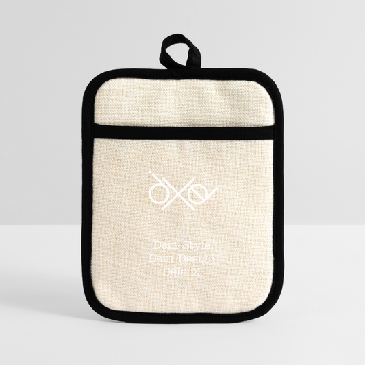 Topflappen mit Gummirückseite - personalisierbar - Leinen/Schwarz 