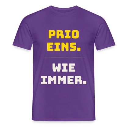 "Prio eins. Wie immer." Motiv-T-Shirt für Männer, Farbe Lila