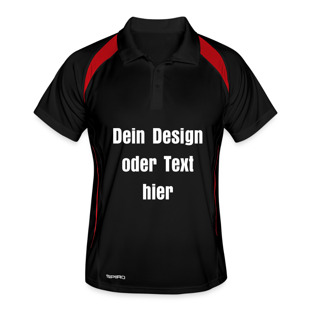 Männer Polo atmungsaktiv - personalisierbar - Schwarz/Rot
