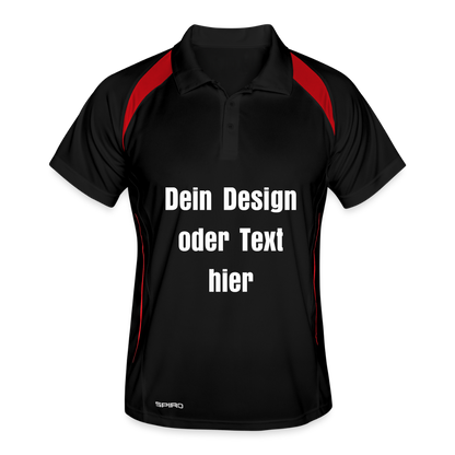 Männer Polo atmungsaktiv - personalisierbar - Schwarz/Rot